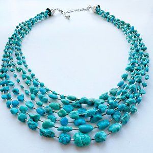 Jay King Sterling Silver and Turquoise 7 strand Necklace 20"